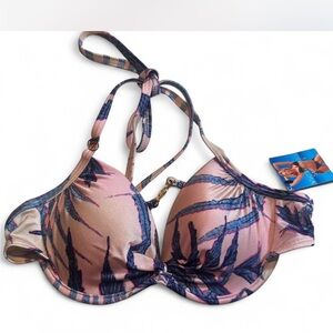 VICTORIA'S SECRET TWIST PUSH UP BIKINI TOP ONLY PINK FROSTED FERN NWT SIZE 34B